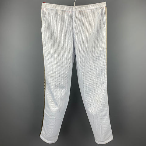 PRADA Size M Light Gray Mesh Polyester Drawstring Casual Pants