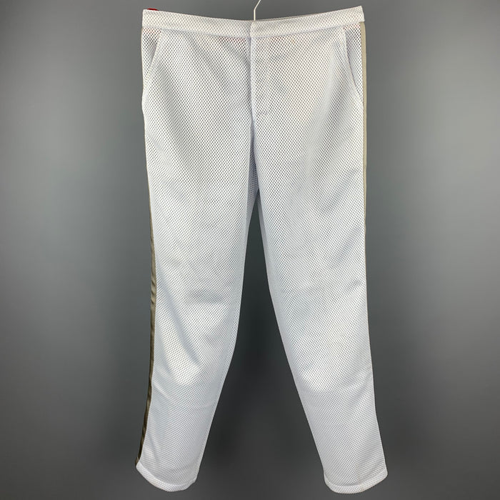 PRADA Size M Light Gray Mesh Polyester Drawstring Casual Pants