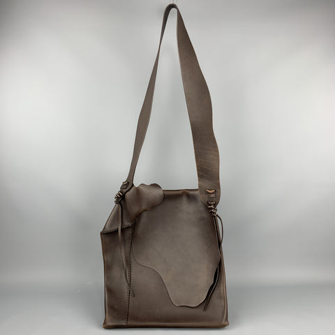 YVES SAINT LAURENT Brown Stitched Leather Flap Bag
