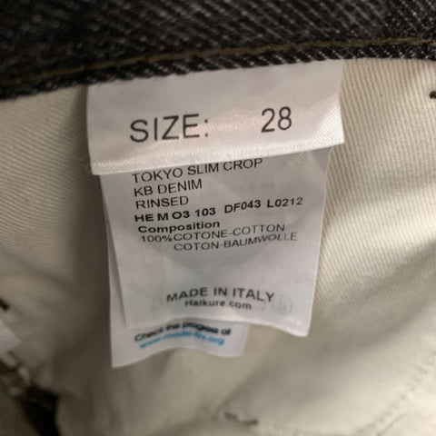 HAIKURE Taille 28 Jean noir à revers avec braguette boutonnée