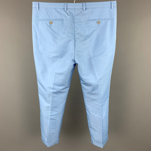 CALVIN KLEIN COLLECTION Size 32 Light Blue Shimmery Cotton / Nylon Dress Pants