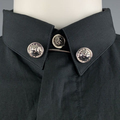 VERSUS by GIANNI VERSACE Size M Black Solid Cotton Long Sleeve Shirt