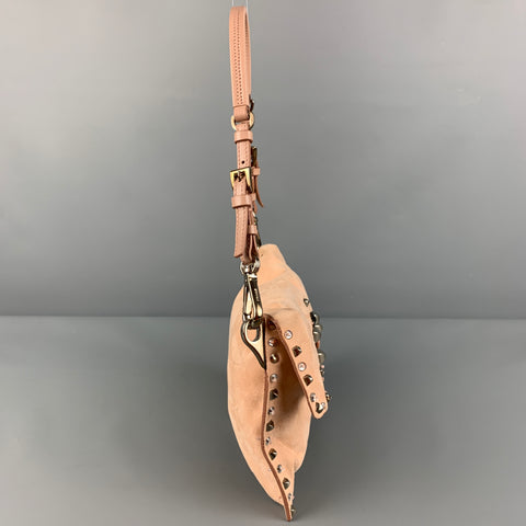 Sac à main de soirée en daim strass clouté rose PRADA