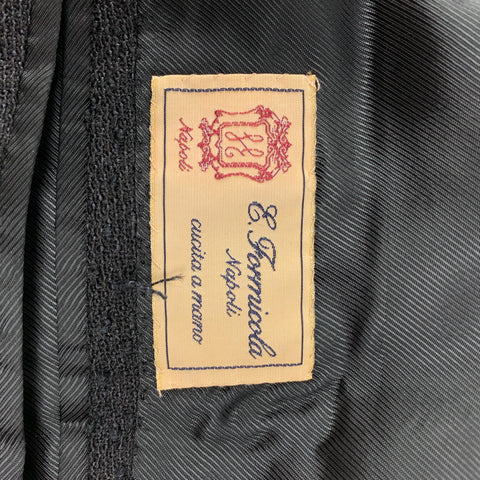 E. FORMICOLA Size 36 Black Textured Linen Blend Single Button Sport Coat