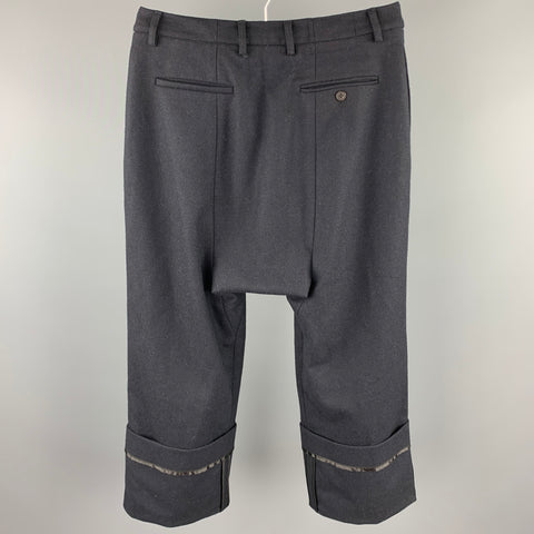 R13 Size 31 Black Wool Button Fly Cropped Pleated Dress Pants