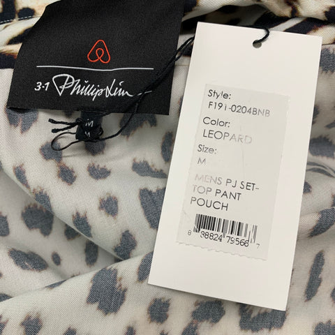 3.1 PHILLIP LIM Size M White Black Animal Print Pajama Set