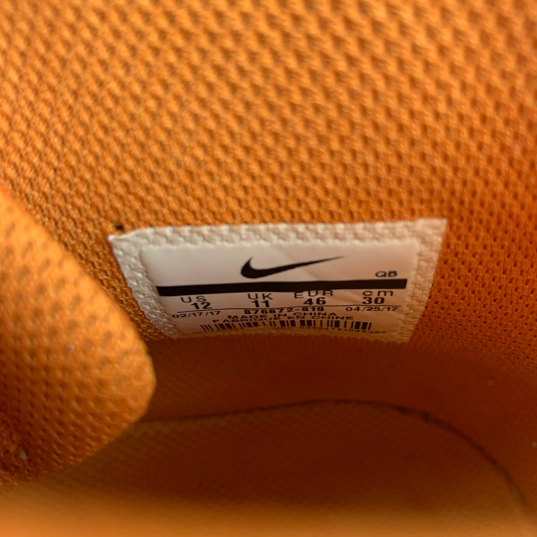 NIKE Size 12 Orange Leather Blazer Mid Sneakers