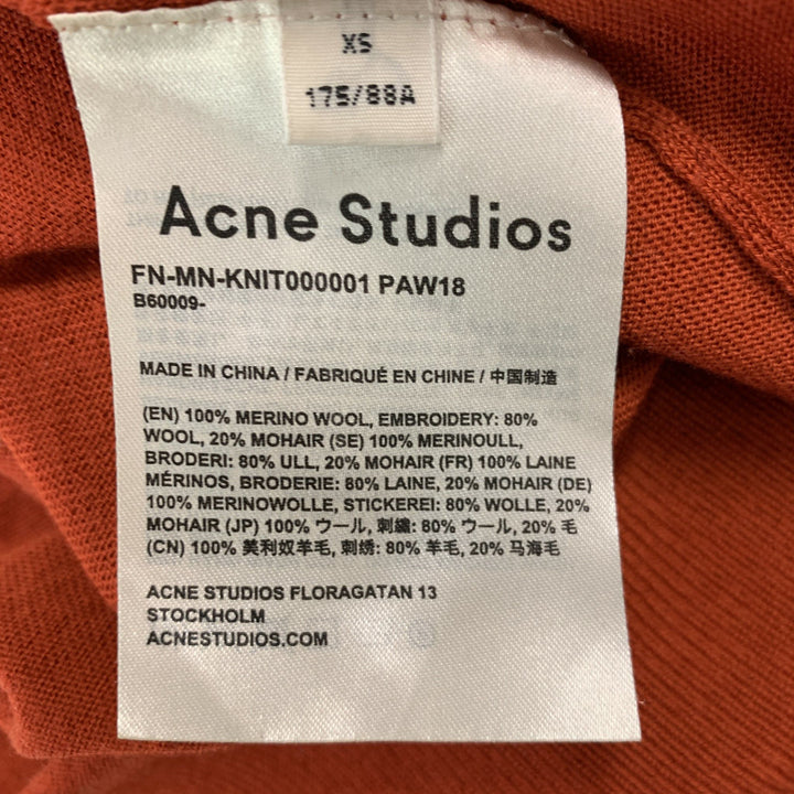 ACNE STUDIOS Size XS Orange Cream Stars Merino Wool Crew-Neck Pullover