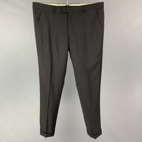 PAUL SMITH Size 36 Black Wool Mohair Tuxedo Dress Pants