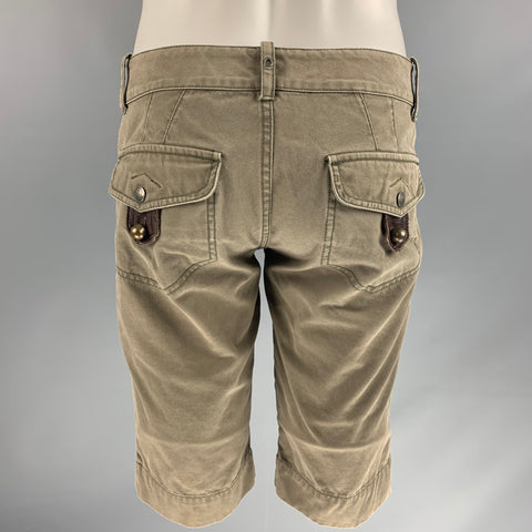 DIESEL Size 31 Green Olive Cotton Flat Front Shorts