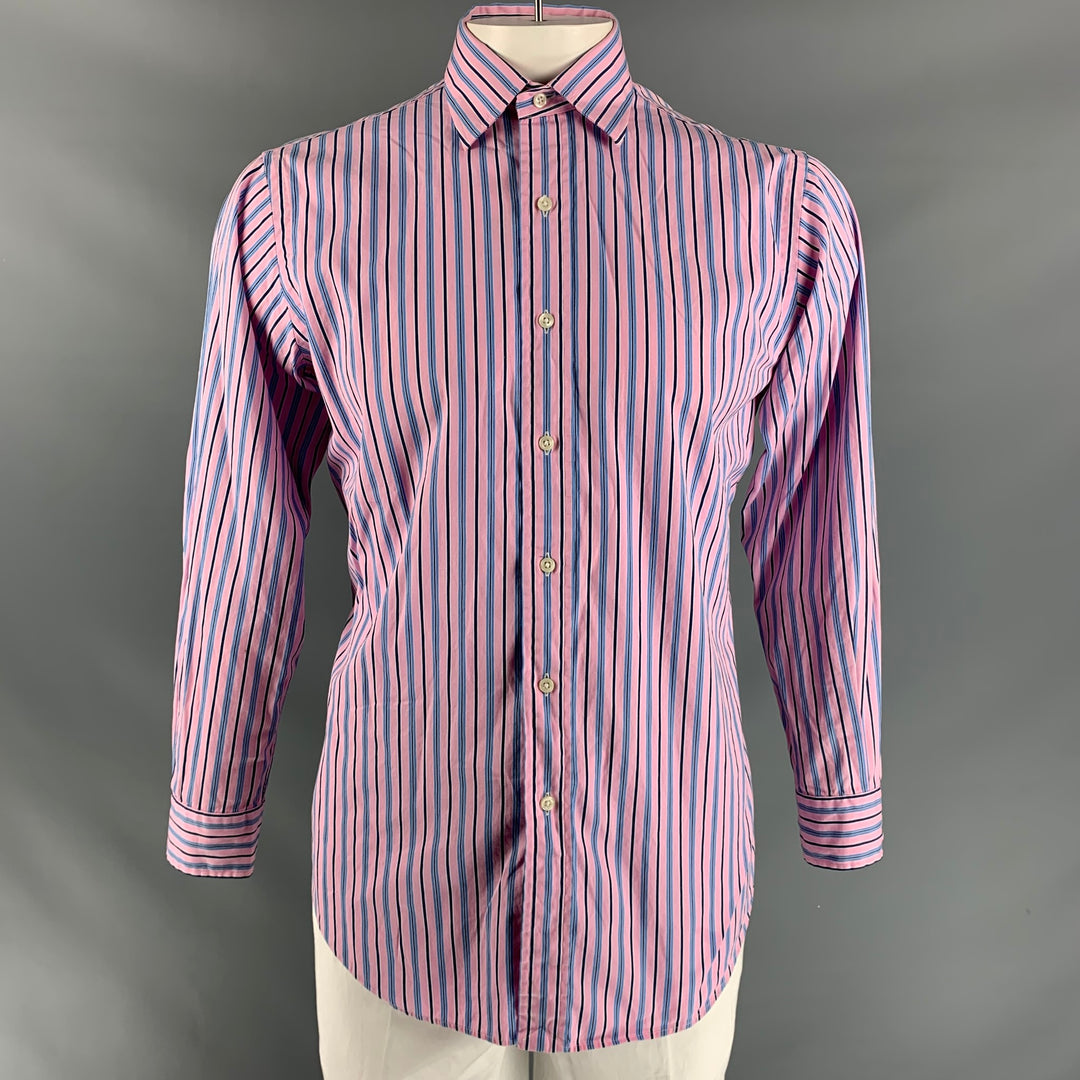 POLO by RALPH LAUREN Size M Lavender and  Blue Stripe Cotton Long Sleeve Shirt