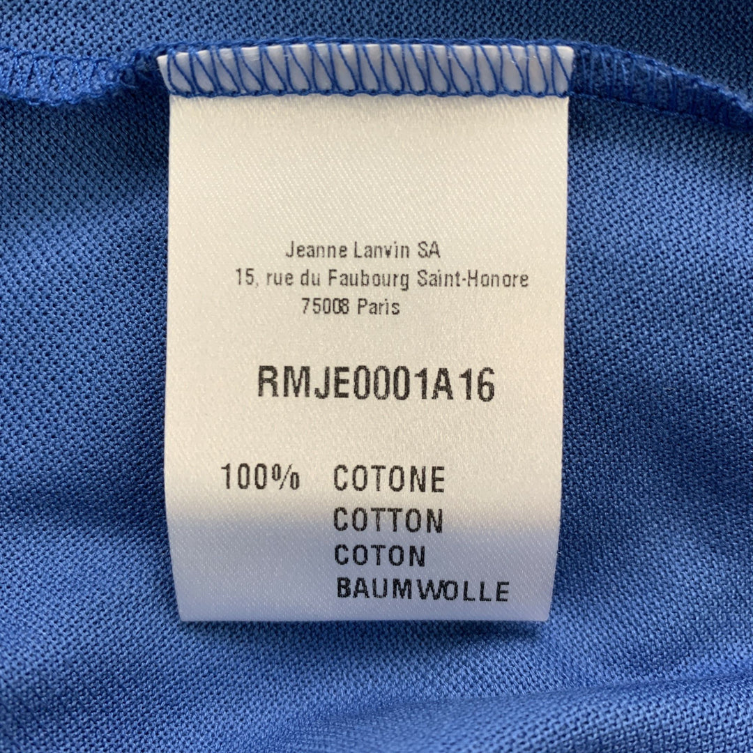 LANVIN Size M Blue Solid Cotton Buttoned Polo