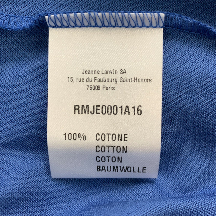 LANVIN Size M Blue Solid Cotton Buttoned Polo