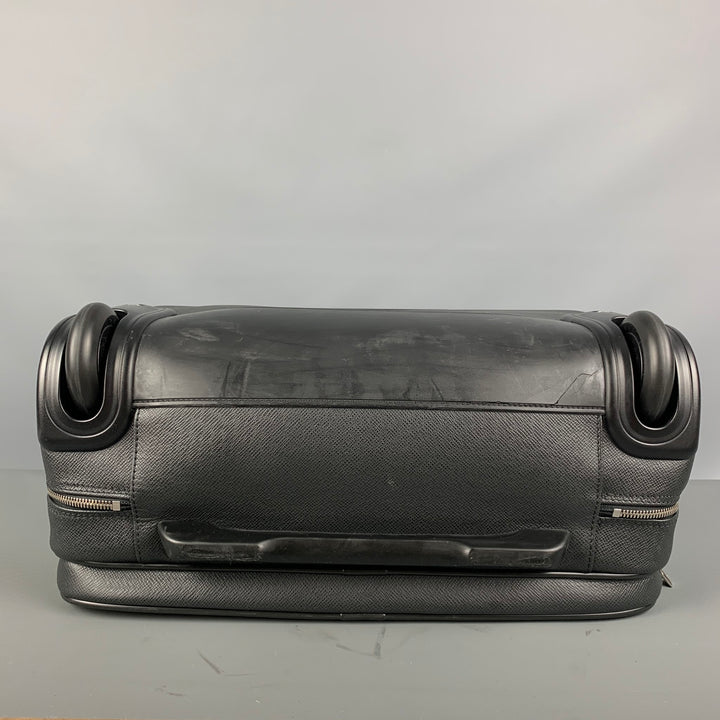 LOUIS VUITTON All Pilot Case  Black Textured Leather Carry-On Roller Luggage Bag