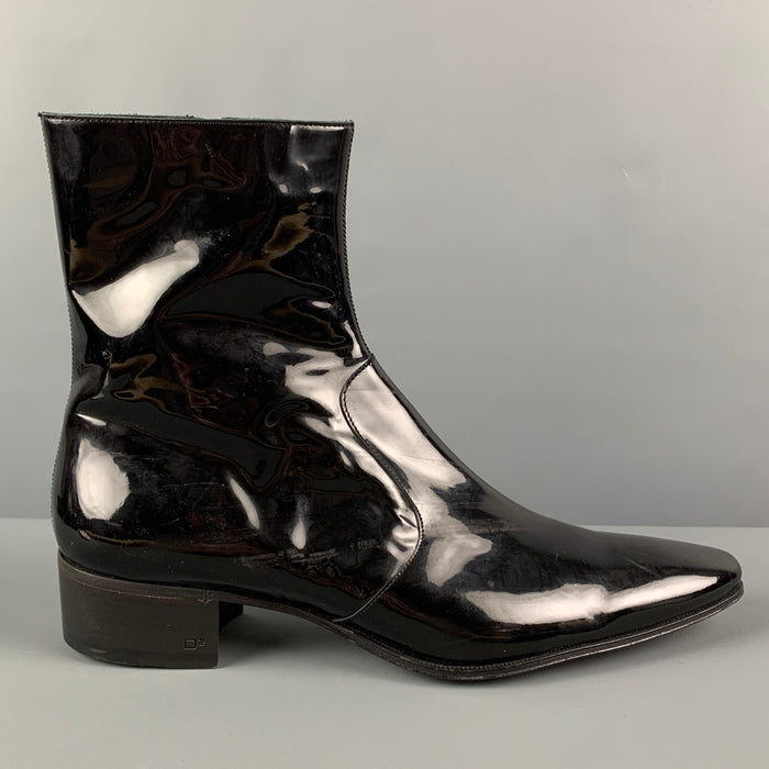 DSQUARED2 Size 12 Black Side Zipper Ankle Boots