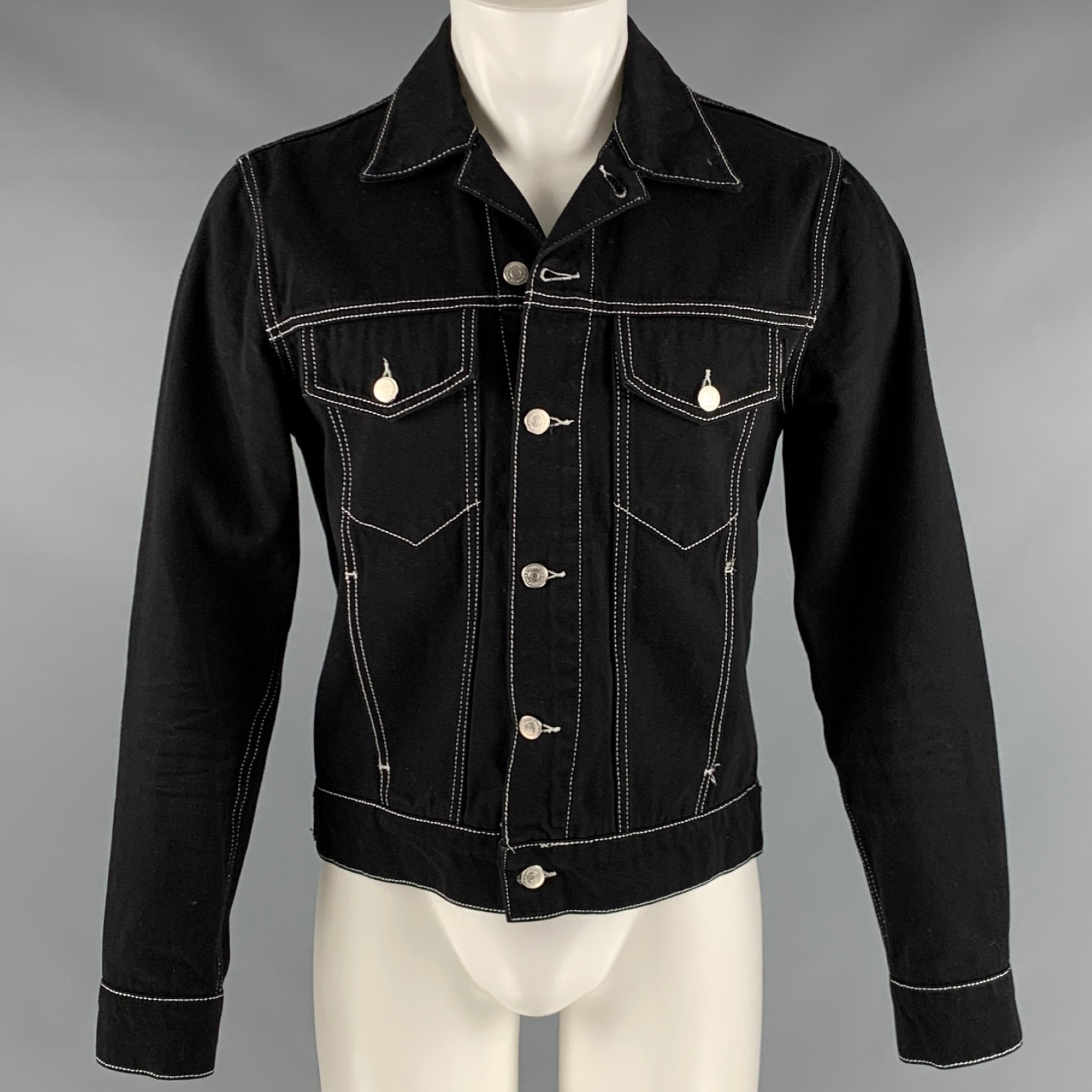 Sandro leather trucker on sale jacket