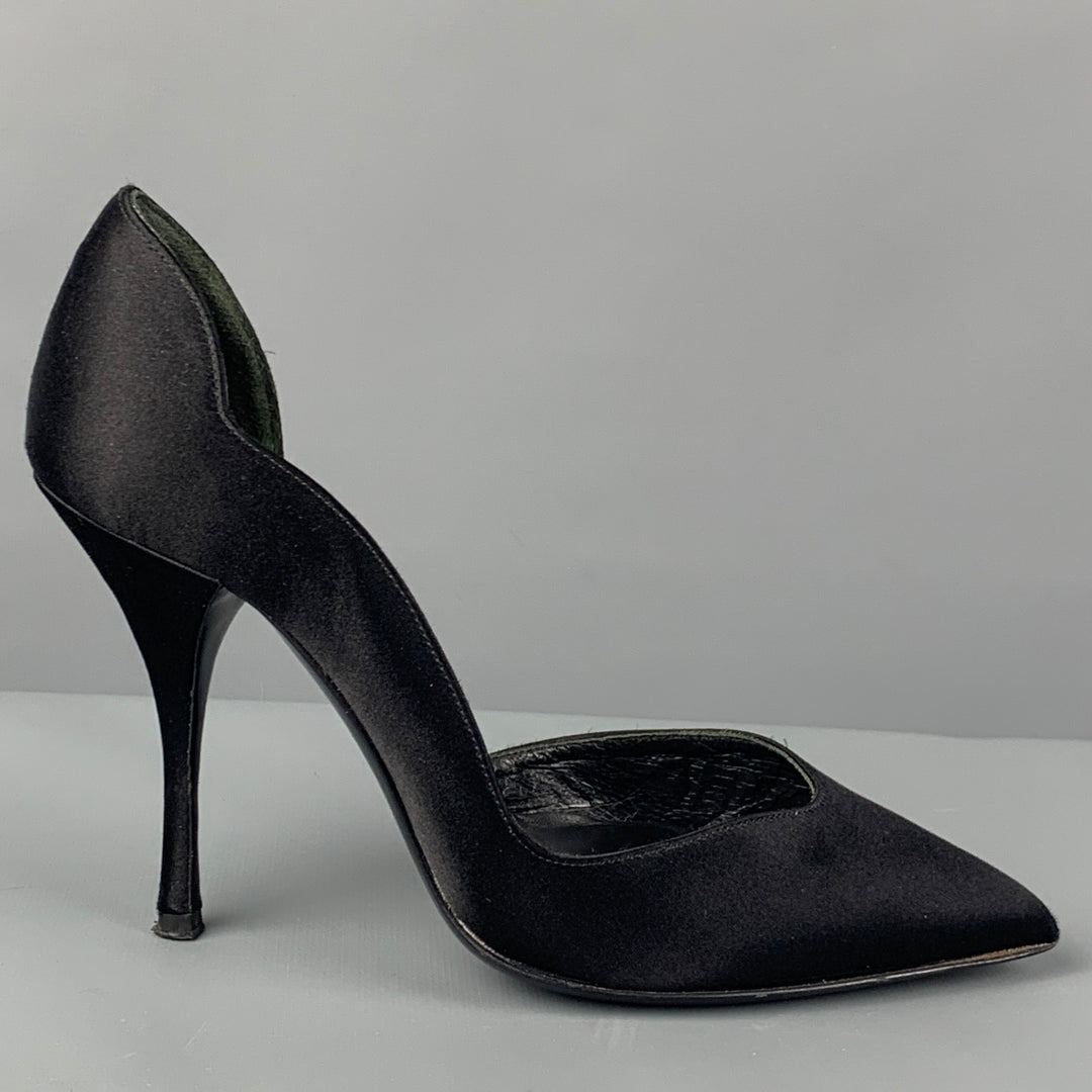 MIU MIU Size 5 Black Satin Solid D'Orsay Pumps
