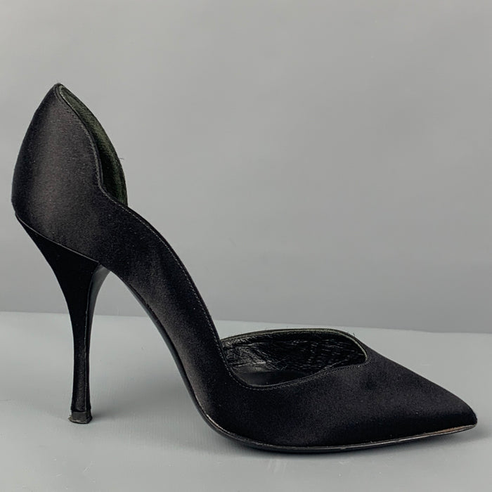 MIU MIU Size 5 Black Satin Solid D'Orsay Pumps