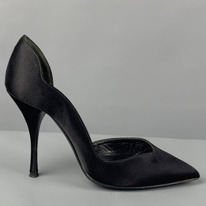 MIU MIU Size 5 Black Satin Solid D'Orsay Pumps