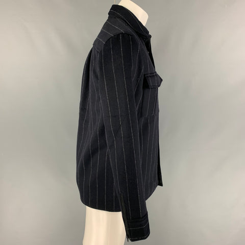 CALIBRATE Taille S Veste à boutons-pression en mélange de laine à rayures gris marine