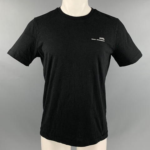 A.P.C. Size M Black White Logo Cotton Jersey T-shirt