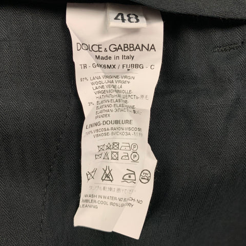 DOLCE & GABBANA Size 32 Charcoal Virgin Wool Flat Front Dress Pants