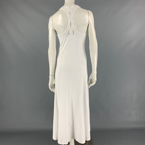 RALPH LAUREN Black Label Taille M Robe longue en coton blanc au crochet Racerback