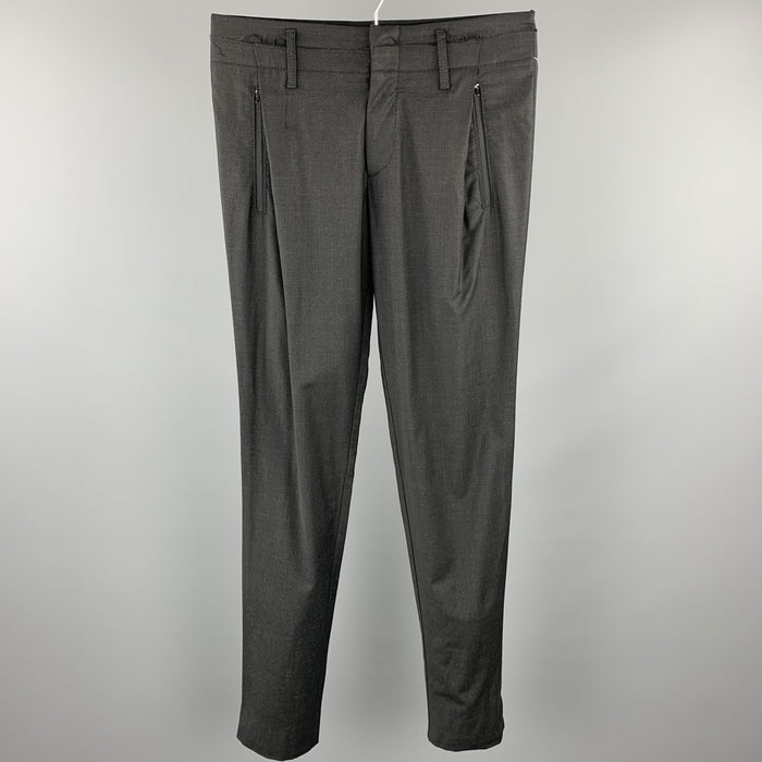 EMPORIO ARMANI Size 30 Black Wool Blend Casual Pants