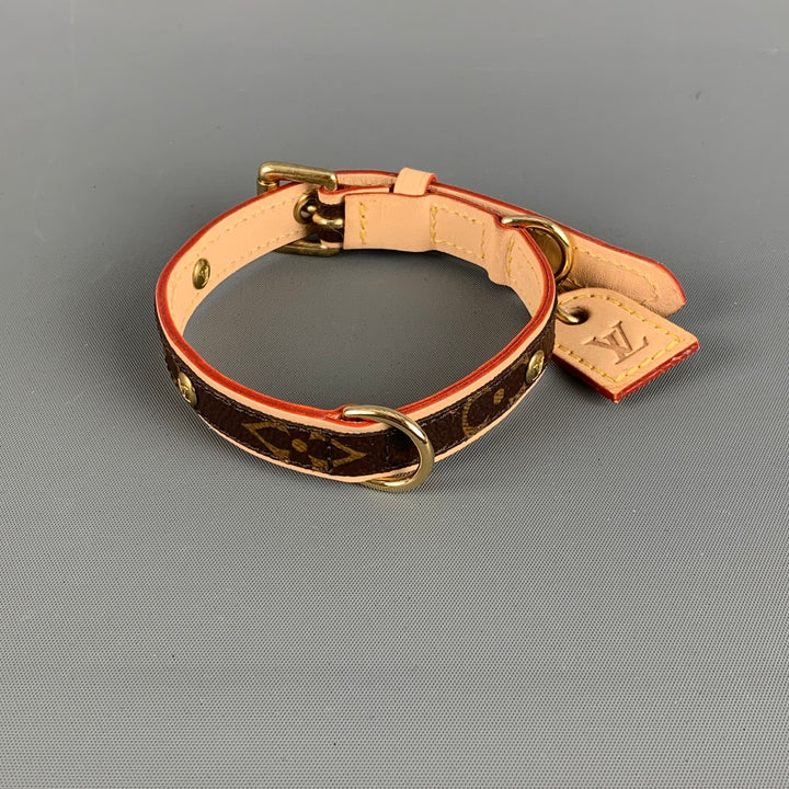 LOUIS VUITTON Dog Collar Brown Beige Monogram Coated Leather Goods
