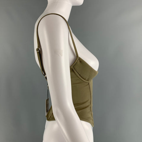MIAOU Size XS Green Sage Polyester Blend Corset Casual Top