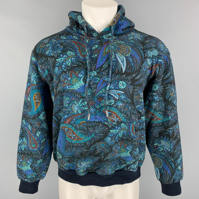 ETRO Size S Multi-Color Paisley Cotton Hooded Sweatshirt