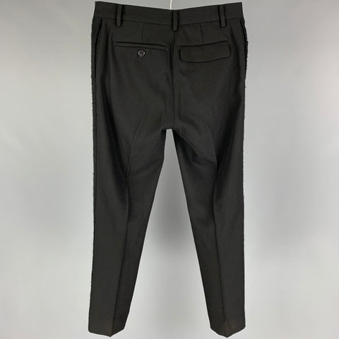 UNDERCOVER Size 28 Black Wool Tuxedo Dress Pants