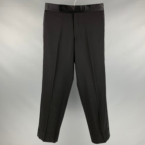 GIORGIO ARMANI Taille 32 Pantalon de smoking en laine noire