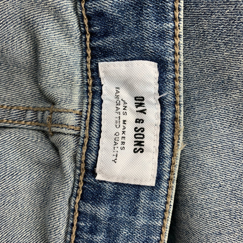 ONLY & SONS Size 28 Blue Wash Cotton Regular Button Fly Jeans