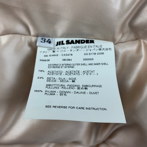 JIL SANDER Size 4 Beige Acetate Silk Padded Jacket