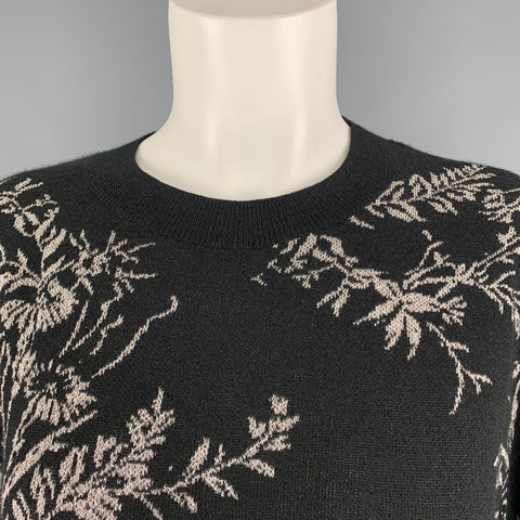 DRIES VAN NOTEN Size M Black Silver Cashmere Blend Knitted Pullove