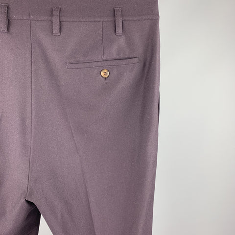 VIVIENNE WESTWOOD MAN Size 34 Eggplant Wool Drop-Crotch Dress Pants