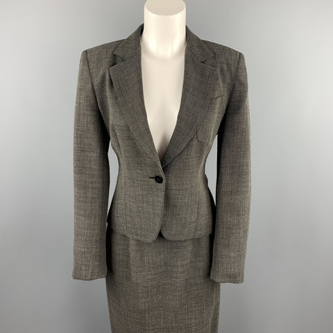 MAX MARA Size 8 Black Woven Virgin Wool Blend Pencil Skirt Suit