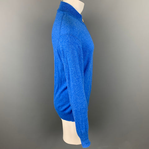 RICCARDO PIACENZA Size M Blue Heather Cashmere Zip Up Pullover Sweater