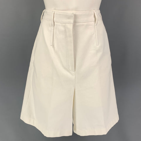 PRADA Size 2 White Cotton Wide Leg Shorts