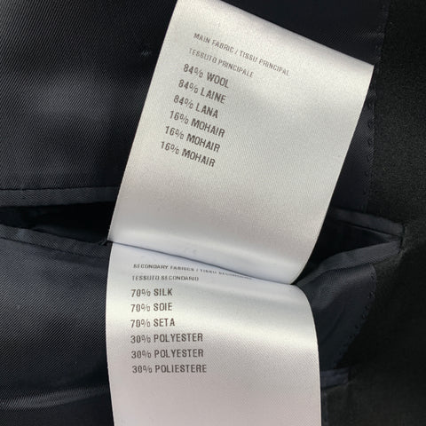 LANVIN Taille 38 Manteau de sport à col châle en laine noire Mohair