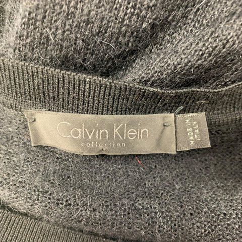 CALVIN KLEIN COLLECTION Taille S Pull à col rond en mohair noir mélangé