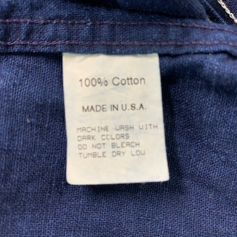 GITMAN BROS Size XL Indigo Pleated Cotton Button Down Long Sleeve Shirt