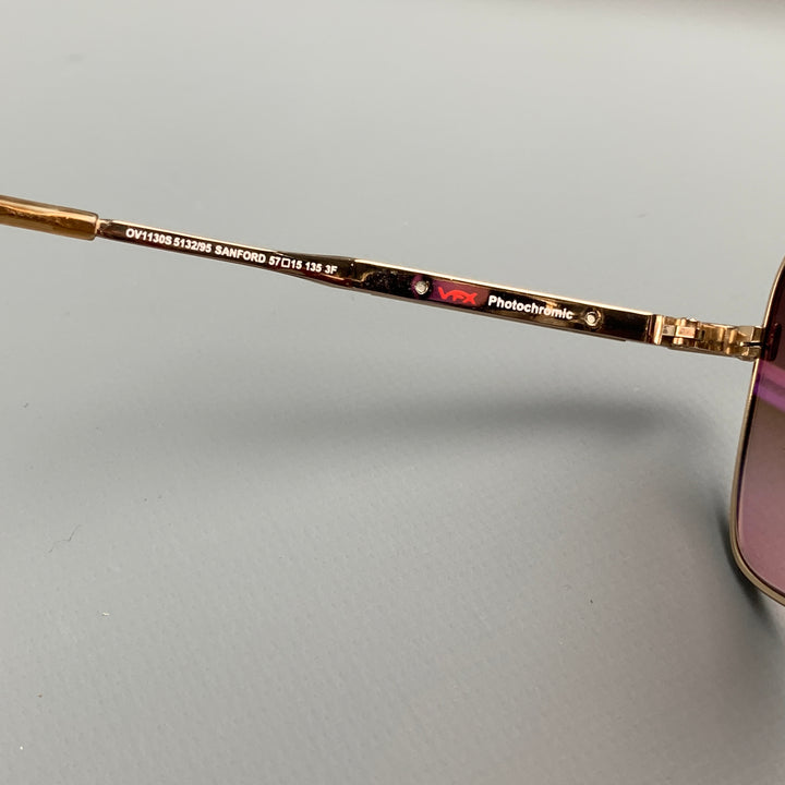 OLIVER PEOPLES Rose Gold Metal Sanford Sunglasses