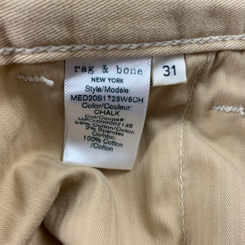 RAG & BONE Size 31 Off White Cotton Slim Chino Casual Pants