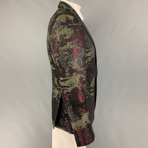 DSQUARED2 Talla 42 Abrigo deportivo de mezcla de acetato jacquard negro oliva burdeos