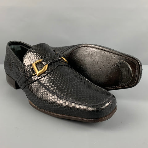 DOLCE & GABBANA Size 7 Black Textured Leather Slip On Loafers