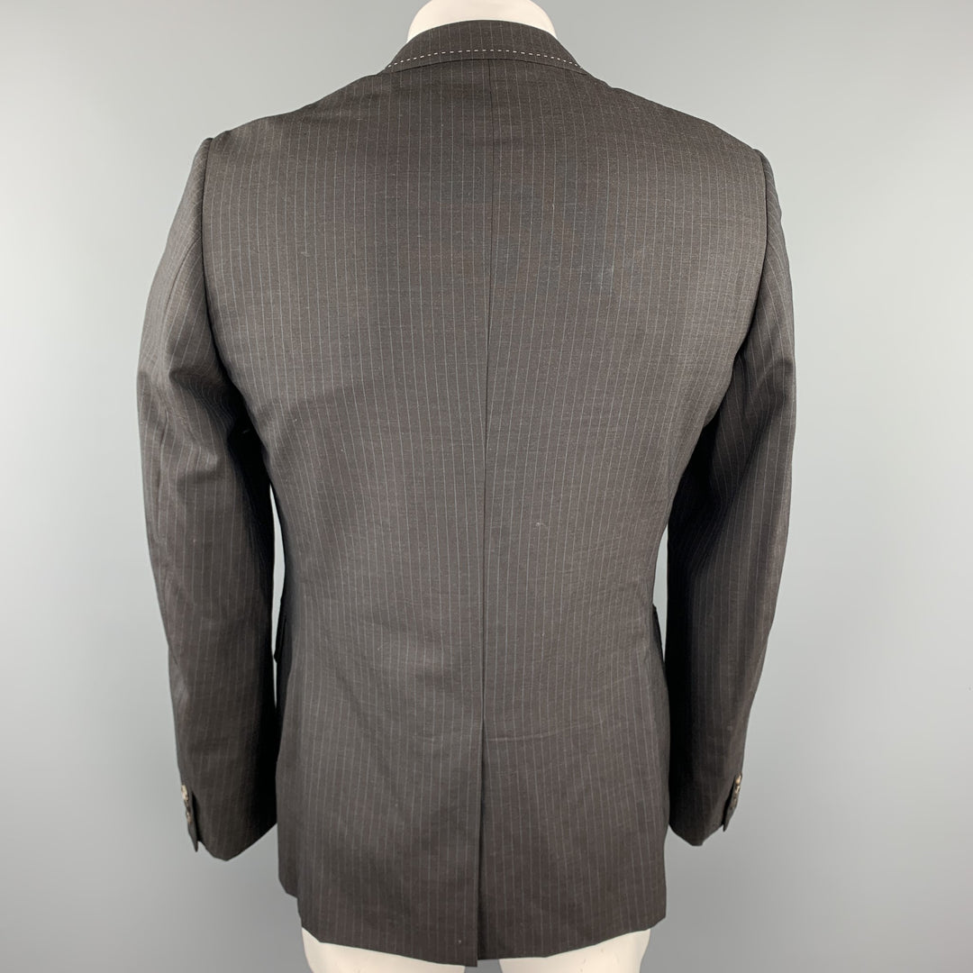 COMME des GARCONS HOMME PLUS Size L Charcoal Vertical Stripe Wool / Polyester Sport Coat