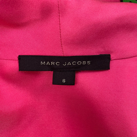 MARC JACOBS Size 6 Pink Silk Print Bow Blouse