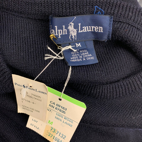RALPH LAUREN Blue Label Size M Navy Gold Wool Embroidered Epaulettes Pullover